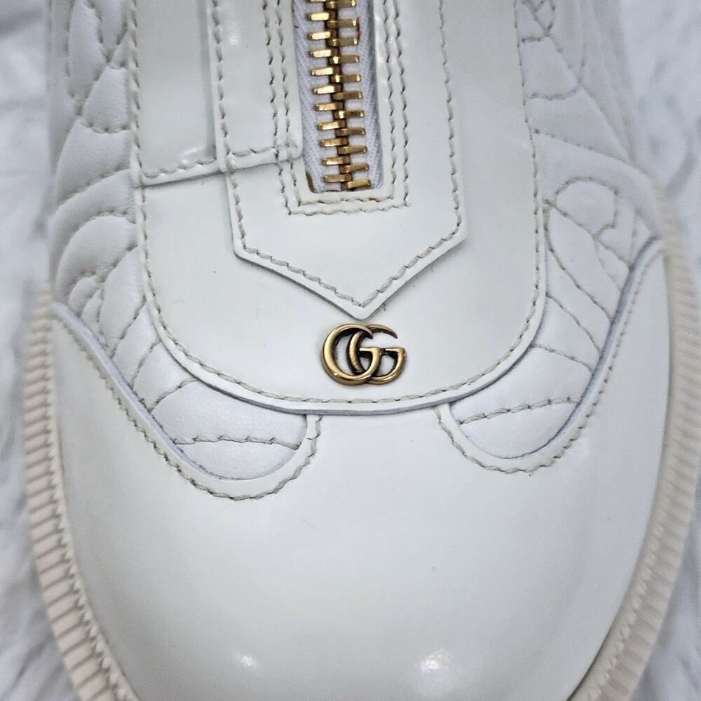 Gucci Calfskin G Rhombus Quilted Ankle Boots White 39.5G | 9.5 US - Picture 6 of 16